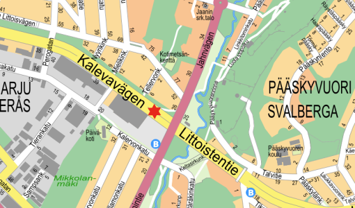 Avlopps- och vattenledningsarbete på Kalevavägen 7.9-9.9.2026